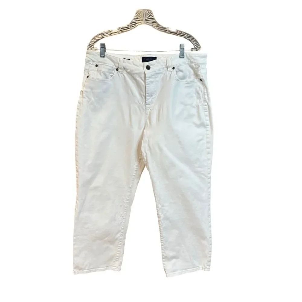 Talbots Woman's White Stretch Jeans - Crop/Capri Curvy Size 16